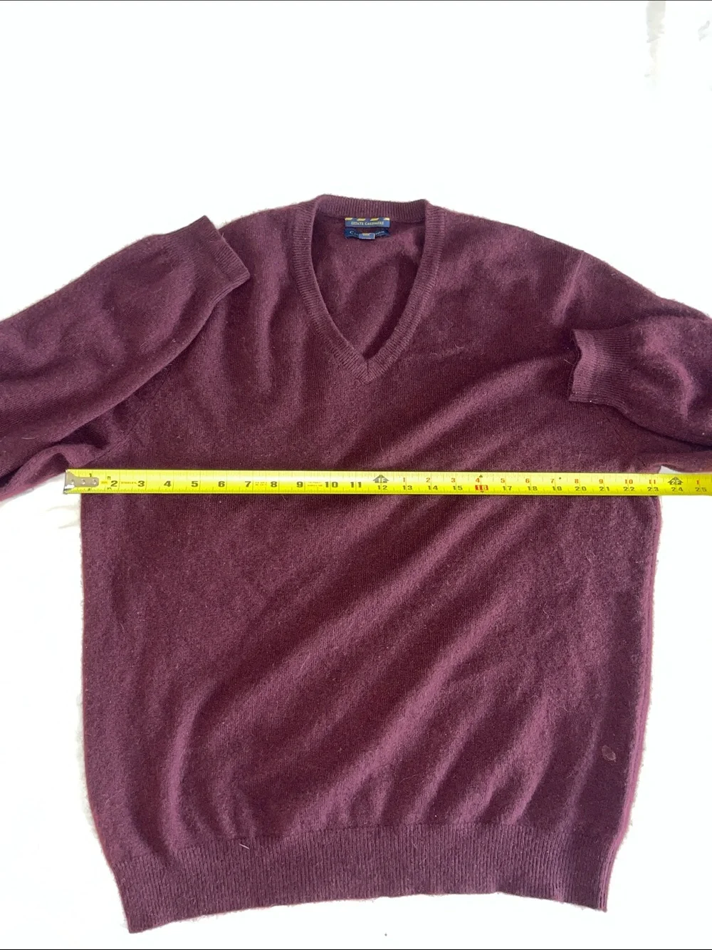 Club Room Estate Cashmere Men's 2 Ply V-Neck Sweater - Burgundy Plum L